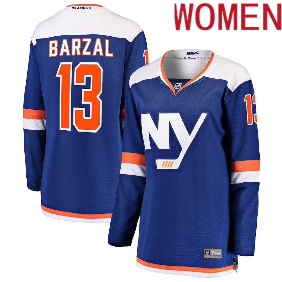 Women New York Islanders #13 Mathew Barzal Fanatics Branded Blue Alternate Breakaway NHL Jersey->customized nhl jersey->Custom Jersey